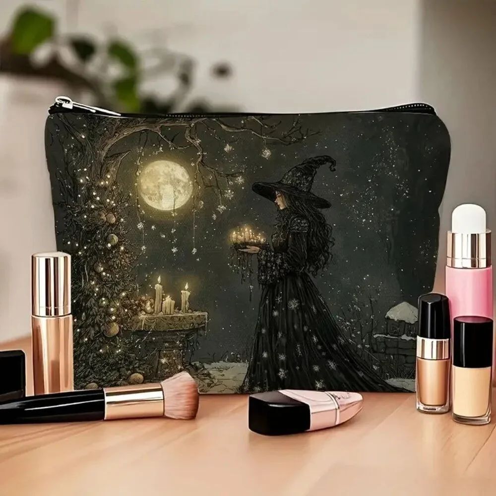 Halloween Gothic Witch Moon & Altar Multifunctional Travel Cosmetic Bag 8.7"x7"